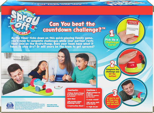 Spray Off Play Off, Water Splashing Challenge Indoor/Outdoor Backyard Camping Funny Prank Board Game