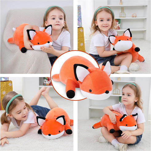 24" 4.2 Lb WeBingo Weighted Stuffed Animals, Weighted Fox Plush Toy Soft Pillow Cute Giant Plushie Gifts for Kids