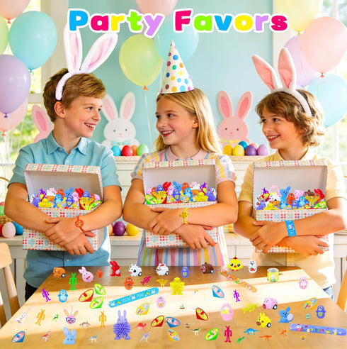 H-Style 100Pcs Easter Egg Fillers, Easter Basket Stuffers Essentials for Teens Kids- Small Toys Bulk Party Favors