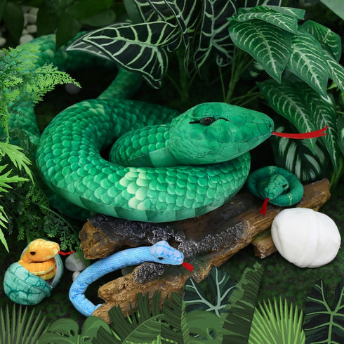 Mommy 3 5 7 8 12,Long MorisMos Giant Snake Stuffed Animal with Babies & Eggs,Realistic Stuffed Snake Plush Toys for Kid