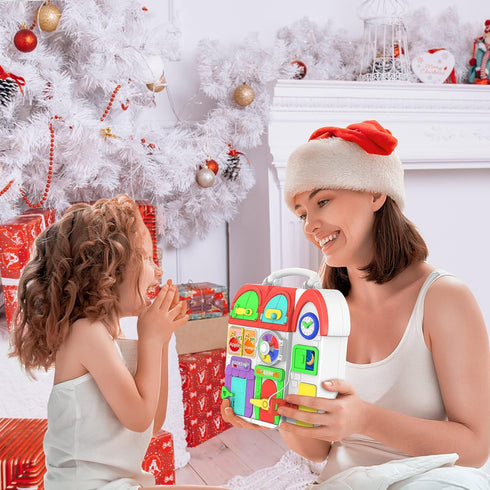 Toddler Musical Montessori Busy Board for 1-2 Year Old Boys, Early Educational Toy for 12-18 Month Age, Birthday Gift