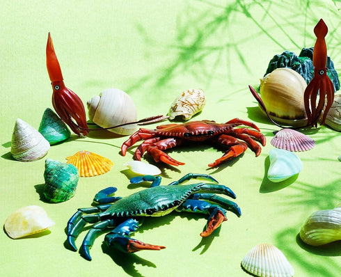 Gemini&Genius 2Pcs Crabs Marine Animal Action Figures, Educational Ocean Model Toys for Kids