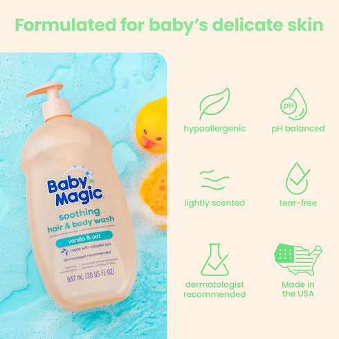 Baby Magic Soothing Hair & Body Wash - Vanilla & Oat, 30 Fl Oz
