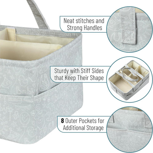 Portable Baby Diaper Organizer with Cute Patterns for Nursery & Car