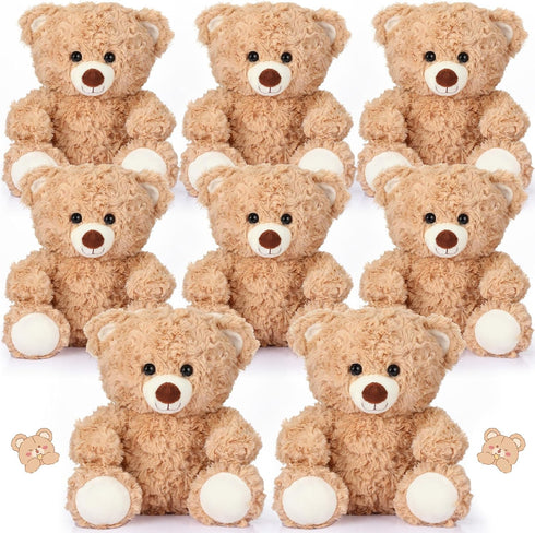 Liliful 8 Pieces 8 Inch Bear Stuffed Animal Bulk, Soft Plush Toys for Baby Shower and Birthday Party Gifts