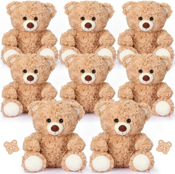 Liliful 8 Pieces 8 Inch Bear Stuffed Animal Bulk, Soft Plush Toys for Baby Shower and Birthday Party Gifts