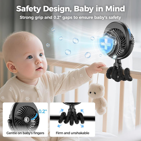 COMLIFE 2026 Summer Upgraded Misting Baby Stroller Fan Rechargeable, Flexible Tripod Clip for Car Seat Crib, Baby