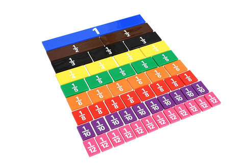 LEARNING ADVANTAGE Fraction/Decimal Tiles, Set of 51, Double-Sided Rainbow Tiles