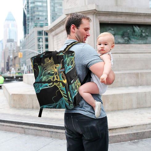 SUABO Backpack Baby Diaper Bag Giraffe Colorful Line Large Bag Waterproof Travel Diaper Bags for Moms and Dads