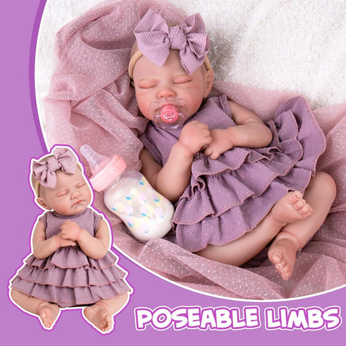 Aori Lifelike Reborn Baby Girl Dolls - Realistic 20-Inch Newborn Doll with Poseable Limbs and Feeding Kit