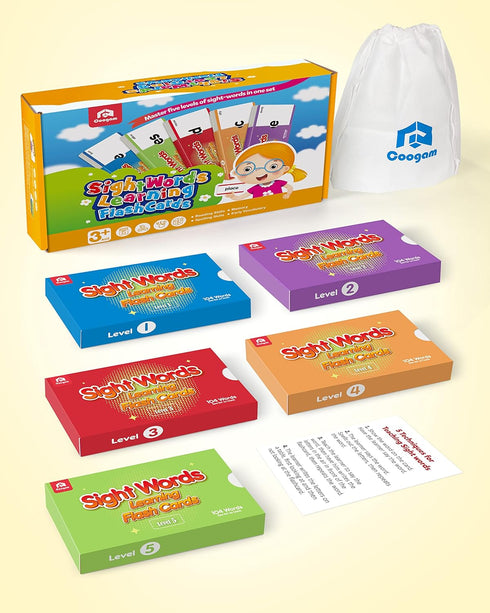 520 1st 2nd 3rd Coogam Sight Words Learning Vocabulary Flash Cards, Dolch Fry High Frequency Sight Word Educational