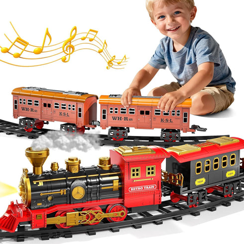 Xelabrion Set 3-5 4-7, Set Set 3 4 5 6 Train for Kids Classic Electric Train Toys with Locomotive Engine, Lights