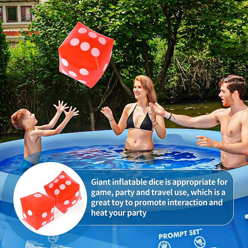 11.8" Jumbo Inflatable Dice - 2 Pack Outdoor Fun Giant Dice Set for Indoor/Outdoor Board Games, Ludo, Pool Party (Red)