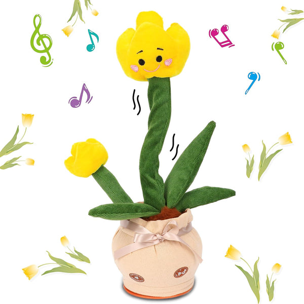 Cuteoy Talking Tulips Plush Toy Repeats What You Say Dancing Walking Mimicking