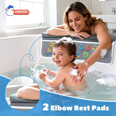 Elbow Set, 1.5 Elbow UNEEDE Baby Bath Kneeler and Rest Pad Thick Memory Foam Bath Kneeling Pad with Support, Bathtub