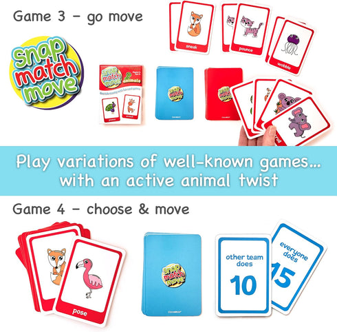 Animal Cards for Kids - Fun Exercise Games Action Cards for Preschool Card Games & Gross Motor Games