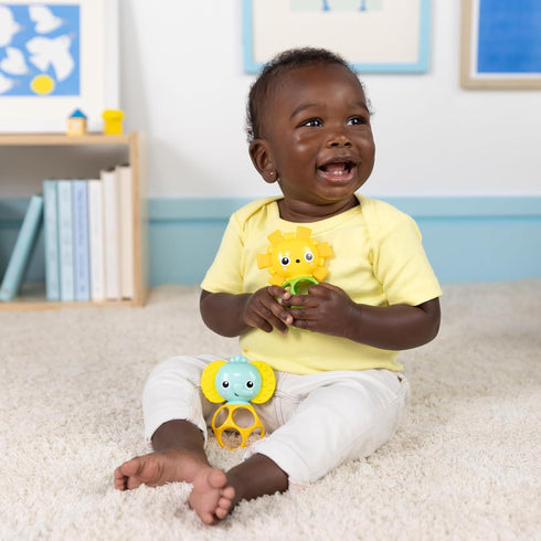 2-Pack Bright Starts Soother Pals Easy-Grasp Teether Toys, Lion and Elephant Characters, BPA Free, Unisex, Ages Newborn