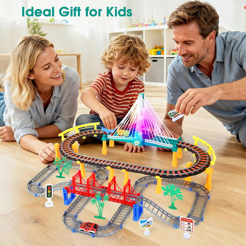 SANANT 2 1 Set 4-8, Set Playset 3 4 5 6 7 8+ in DIY Tracks Electric Train Toy for Kids Ages Train Tracks & Car Tracks
