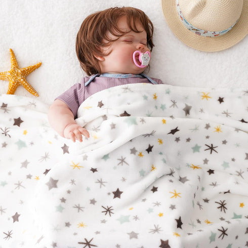 Bunnikins & Clover Lightweight Plush Flannel Baby Blanket - Super Soft Floral Fleece for Crib and Toddler Bed