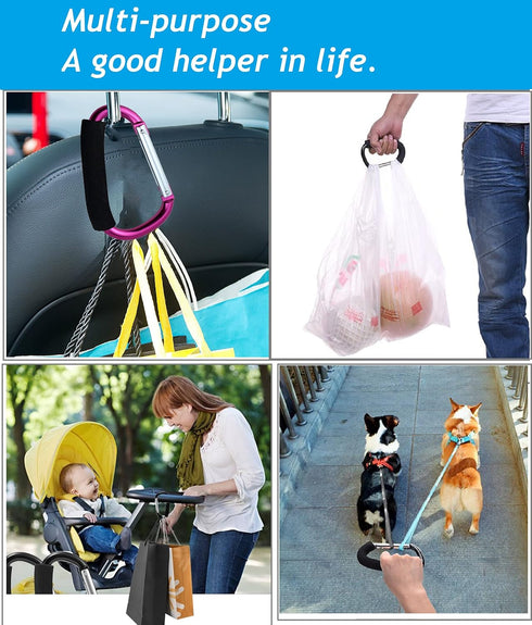 Stroller Hooks by Baby, 2 Pcs Carabiner Organizer for Hanging Purses, Diaper Bag, Shopping Bags, Fits Single/Twin