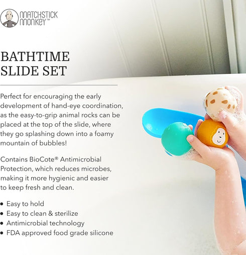 Set 12 Matchstick Monkey Bath Time Slide Baby Bath Toy, Sensory Learning, Easy-to-Grip Animal Rocks, Encourages Motor