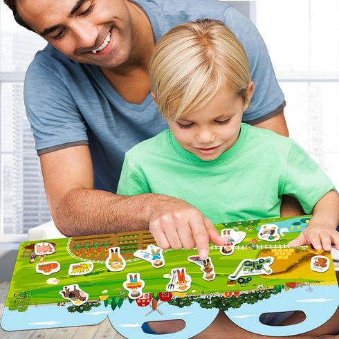 Reusable Sticker Books for Toddlers - Farm Stickers for Kids, Travel Essentials Toy for Ages 1-3