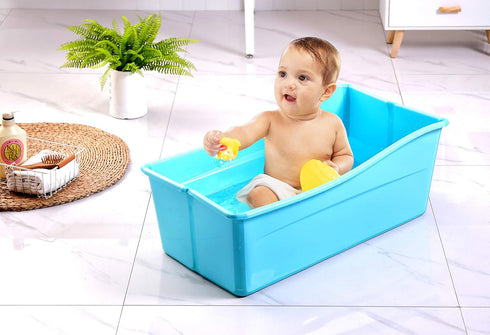 G Ganen 30Inch Plastic Foldable Bathtub for Shower Portable Ice Bath Tub Blue