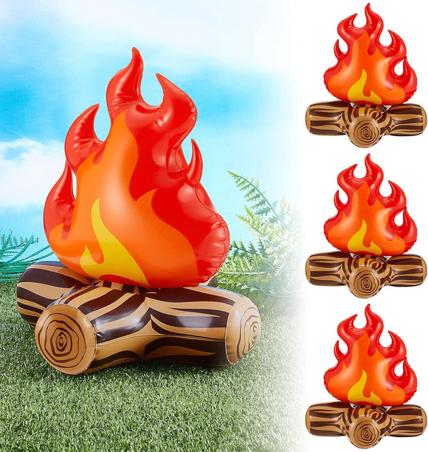 Sumind 4 Pieces Inflatable Campfire Props | 12 Inch Fake Camping Party Decoration for Indoor and Outdoor Games
