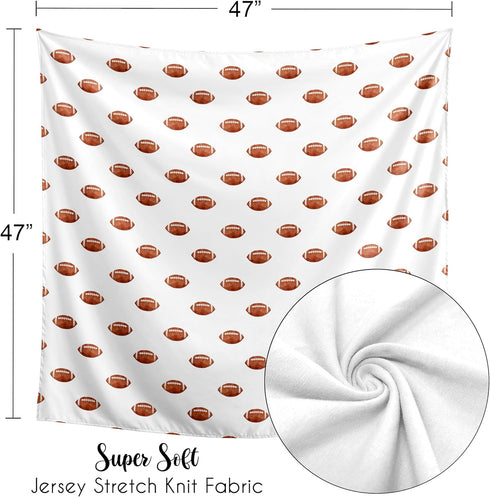 Sweet Jojo Designs Brown and White Football Boy Baby Swaddle Blanket for Infant Newborn Lightweight Jersey Stretchy