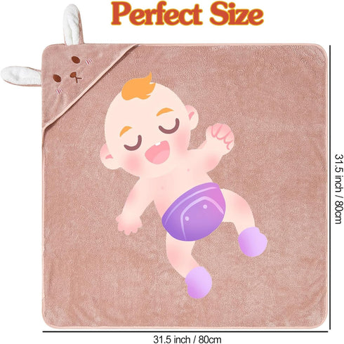BEFACL 6pack 32x32 Hooded Baby Towels, Premium Ultra Soft Absorbent Coral Fleece Baby Bath Towel for Newborns