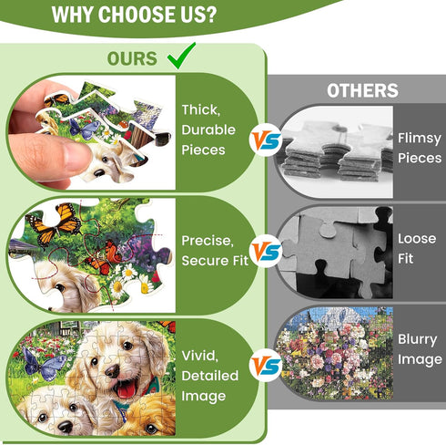 Nitktaia 300 8-10 10-12,Cute 20.5*15in Piece Puzzles for Adults, Garden Dog Jigsaw Puzzle for Children Elderly, Large