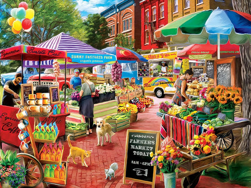 MasterPieces 750 Piece Jigsaw Puzzle for Adults, Town Square Booths, 18"x24"