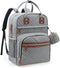 Diaper Bag Backpack, Grey Travel Essentials Tote Bag, Multi-Function Waterproof Backpack with Stroller Straps &