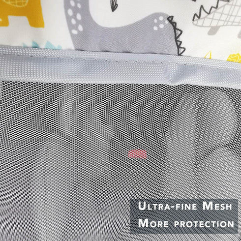 Mosquito Net for Baby CarSeat –Car seat net for newborn carrier –Breathable mesh net for Infant Car Seats, Stroller and Bassinets, Carrier, Elastic Edge, Kick proof, Dinosaur, White, Patent design