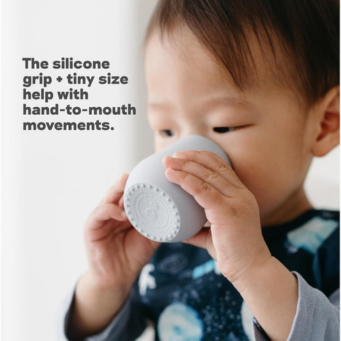 ezpz Tiny Cup (Blue), 100% Silicone Training Cup for Infants, 4 months +, Baby-led Weaning Essentials