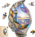 Delobil Lighthouse Wooden Puzzles for Adults, Shell Landscape Jigsaw Puzzles 200 Pieces,