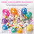 PNIOTAIN 6 6 Inch (Shimmer) Pcs Large Easter Eggs Fillable, Colorful Jumbo Plastic Empty Egg Stand Upright for Easter