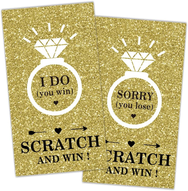 Gold Diamond Bridal Shower Scratch Off Game Cards (32 PCS), Gift Certificate Scratch Off Cards for Wedding Activities