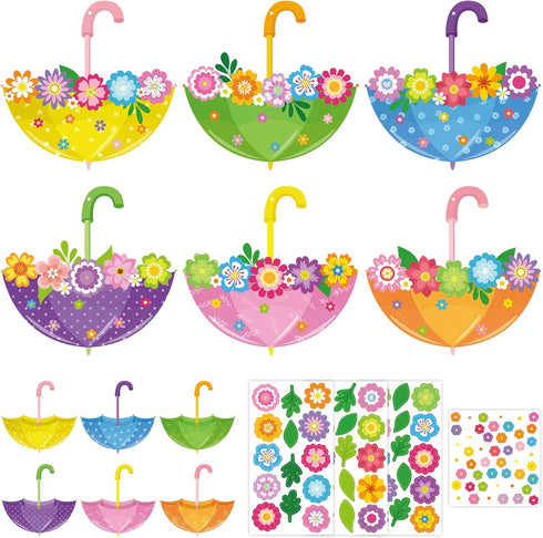 PAIVSUN 24Pcs Spring Crafts Kits Make You Own Umbrella Paper Ornament DIY Arts