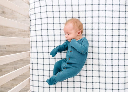 Ledger Design Premium Fitted Knit Crib Sheet by Copper Pearl