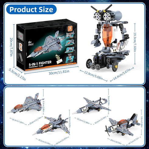 5 1 Set 2.4GHz 6 7 8 9 10 11 12+, in STEM RC Robot Building Kit, Fighter Jet Airplane Building with APP & Remote