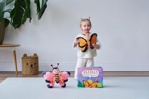 (12 inches) Ms. Butterfly Plush Stuffed Animal and Interactive Toy with Cute, Flappable Wings