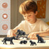 7PCS Playset, Toymany Black Panthers Figurines with Panther Cub and Tree Trunk, Realistic Jungle Animals Figures Family
