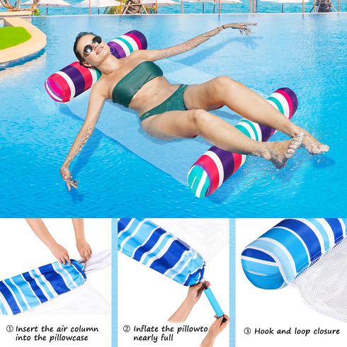 2 Pack Swimming Hammock, Hammocks Hammock, FindUWill Fabric Water Pool Floats XL, Inflatable Multi-Purpose Water
