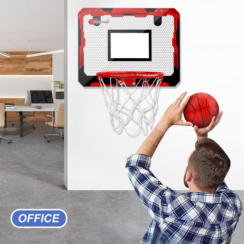 Indoor Basketball Hoop Set for Kids Adults, Pro Mini Basketball Hoop for Door Wall with 4 Balls Toy Gift for Boys Girls.