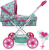509 3+ Crew: Mint Heart - Daisy Doll Pram - Pink & Green, Bassinet, Storage Basket, Retractable Canopy, Folding