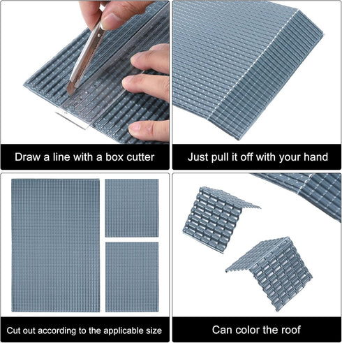 MECCANIXITY Mini DIY Tiles Model Building Set, PVC Miniature Roof Tiles for Model Building Dolls Houses Garden Sand
