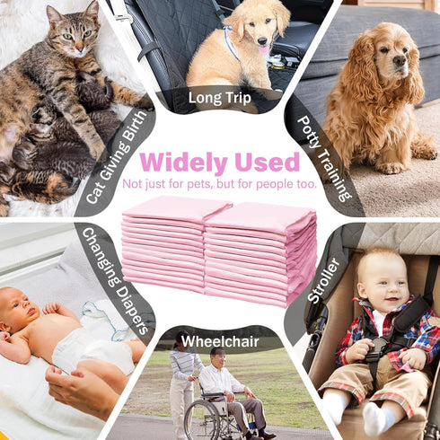 WAAYAA 50 Pack (17"x24",Cherry Disposable Pads Changing Pads for Baby, Incontinence Care Soft Breathable Liners