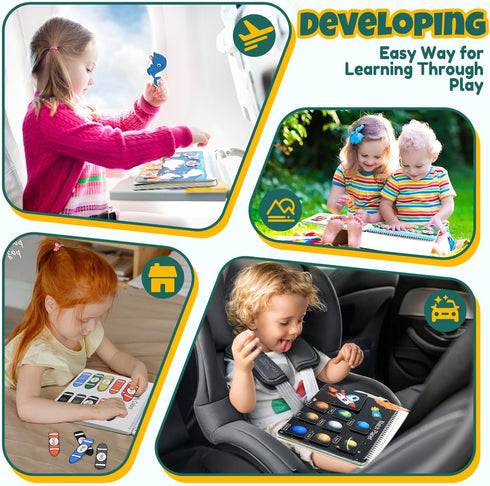 3-6 3+ Montessori Busy Book for Toddlers Ages | Preassembled Sensory Toy for Autism & Fine Motor Skills | Preschool