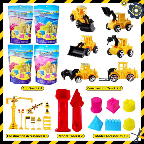 Set 4lbs ESSENSON Sensory Bin - Play Sand Kit with Construction Toy Truck and Magical Sand, Pretend Play Beach Sensory